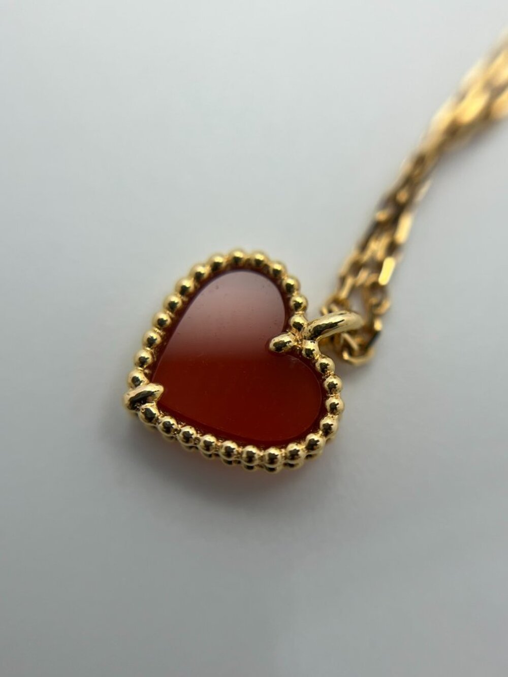 Authentic Van Cleef & Arpels Sweet Hearts Necklace Carnelian Rose Gold